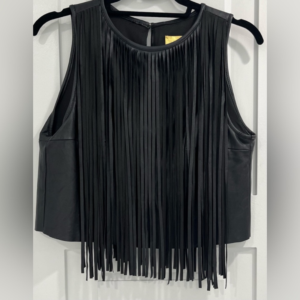 H&M Faux Leather Sleeveless Cropped Top, Size 4